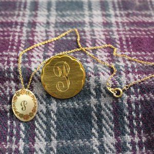Initial P Necklace and Pin Lot